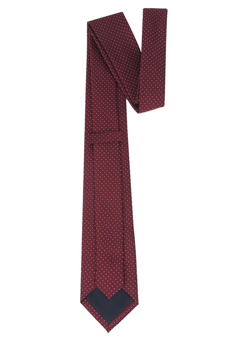Kebocis Mens Polka Dot Neckties Polyester Neck Tie for Men, Burgundy - Image 3